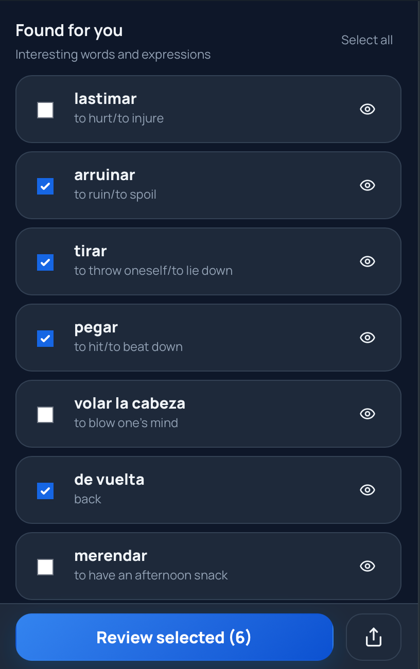Select words